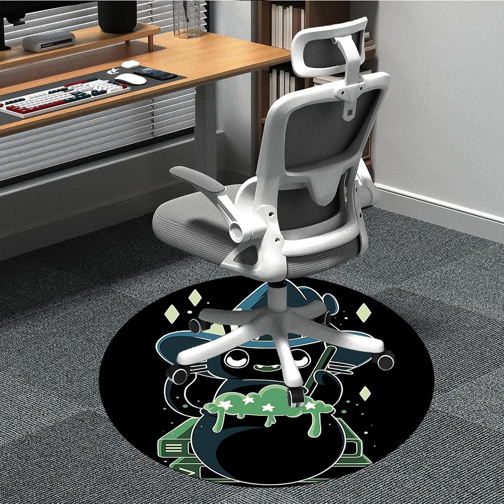 

1pc Witch Cat Office Round Area Rug, Indoor Mat Suitable For Office, Under Office Chairs Bedroom Living Room Home Decor, Room Deco, 062 80cm by 80cm