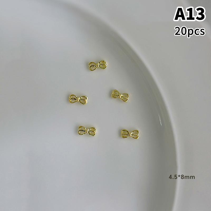 20 stuks Legering Lint Strik Nagel Charms Platte Achterkant Strikje Nagellak Decoraties Luxe Metaal Strikje Manicure