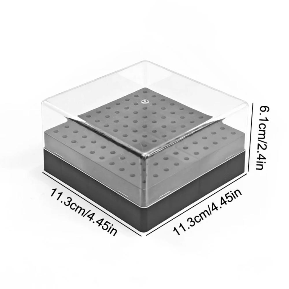 100 Holes Nail Art Drill Storage Box Dustproof Grinding Polish Head Holder Nail Art Supplies