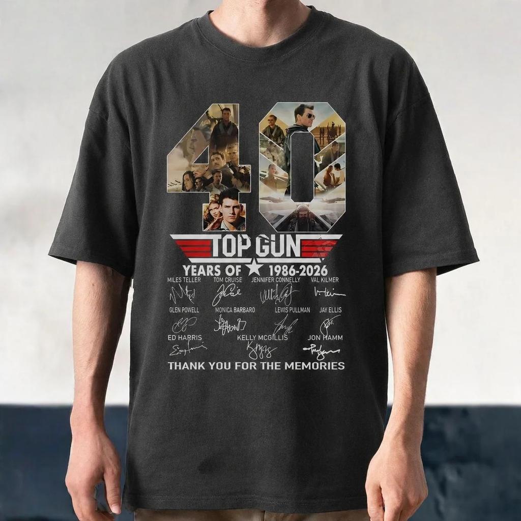 Top Gun 40th Anniversary Movie Graphics Men's Clothing T-shirt Cotton 2026 Summer New Classic Retro Fashion Streetwear T Shirt