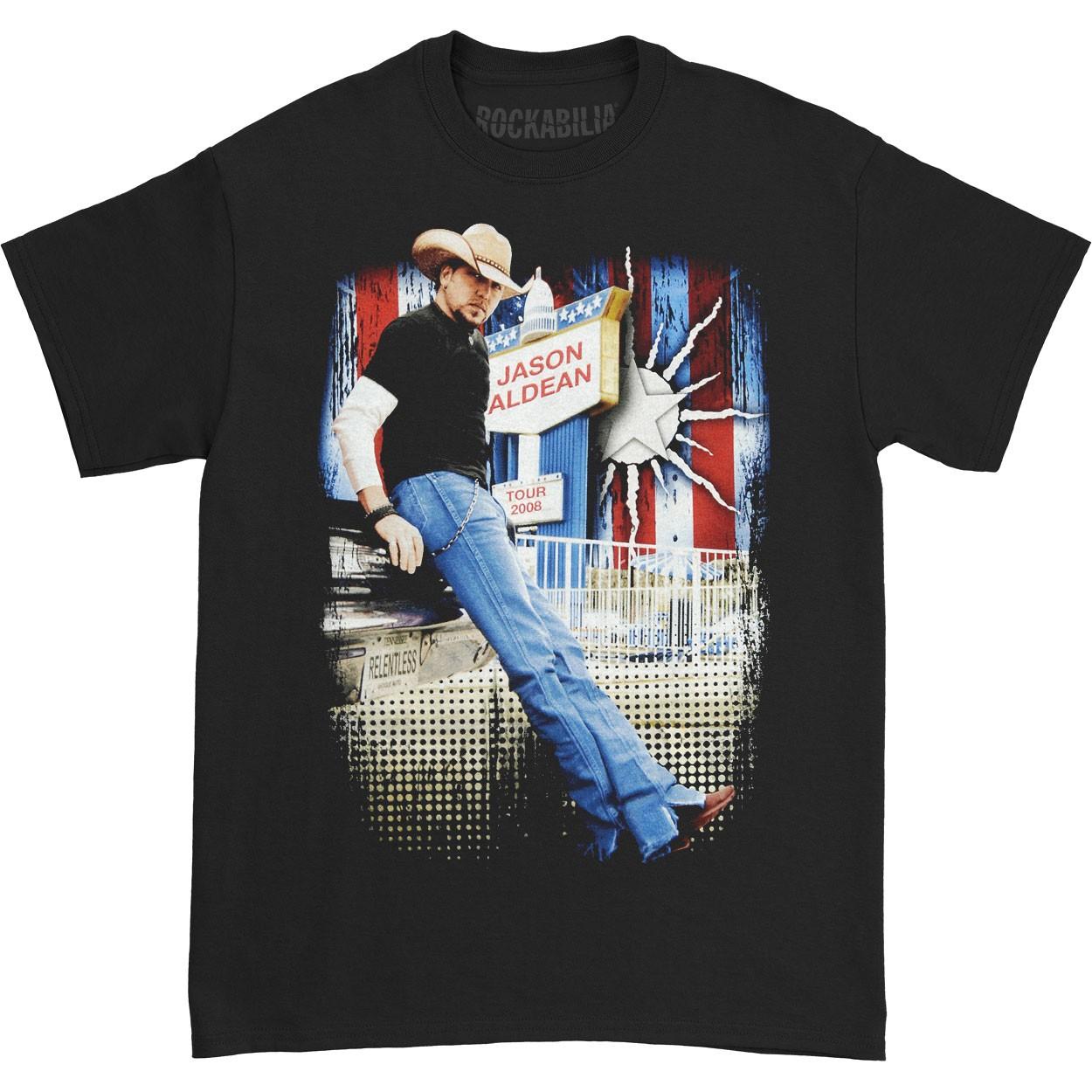 Men s Jason Aldean Standing Photo 2008 Tour T-shirt X-Large Black L