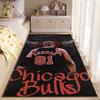 Sports Area Rug, Dennis Rodman Bulls 91 Back View Black Jersey Grunge Poster, Fan Cave Decor, Non-Slip Mat