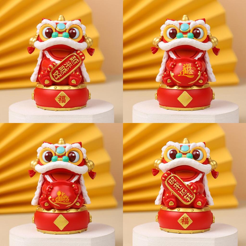 Chinese Style Resin Lion Figurine Home Decor For New Year Celebration Gift