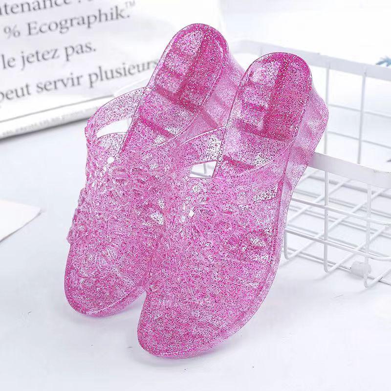 2024 New Arrival Fashion Slides Womens Jelly Flats Shoes Transparent Sandals Anti-slip Round Female Casual Non-slip Woman Sandal