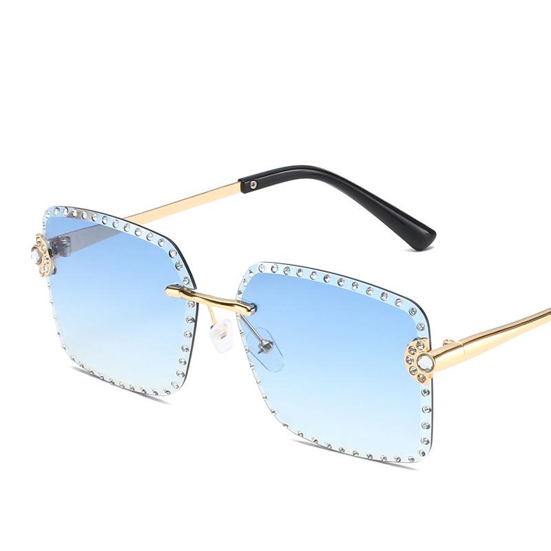 Vintage Fashion Rimless Square Diamond Sunglasses Women For Men Luxury Brand Designer Sun Glasses Metal Punk Popular Shades