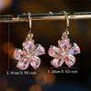 Charm Female Pink Zircon Stone Flower Drop Earrings Cute Trendy Bridal Gold Color Dangle Wedding  For Women