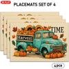 4pcs/6pcs Harvest Placemats Suitable for Autumn Table Decor with Blue Truck, Pumpkin, Sunflower & Maple Leaf Patterns - Table for Fall Kitchen Dining,