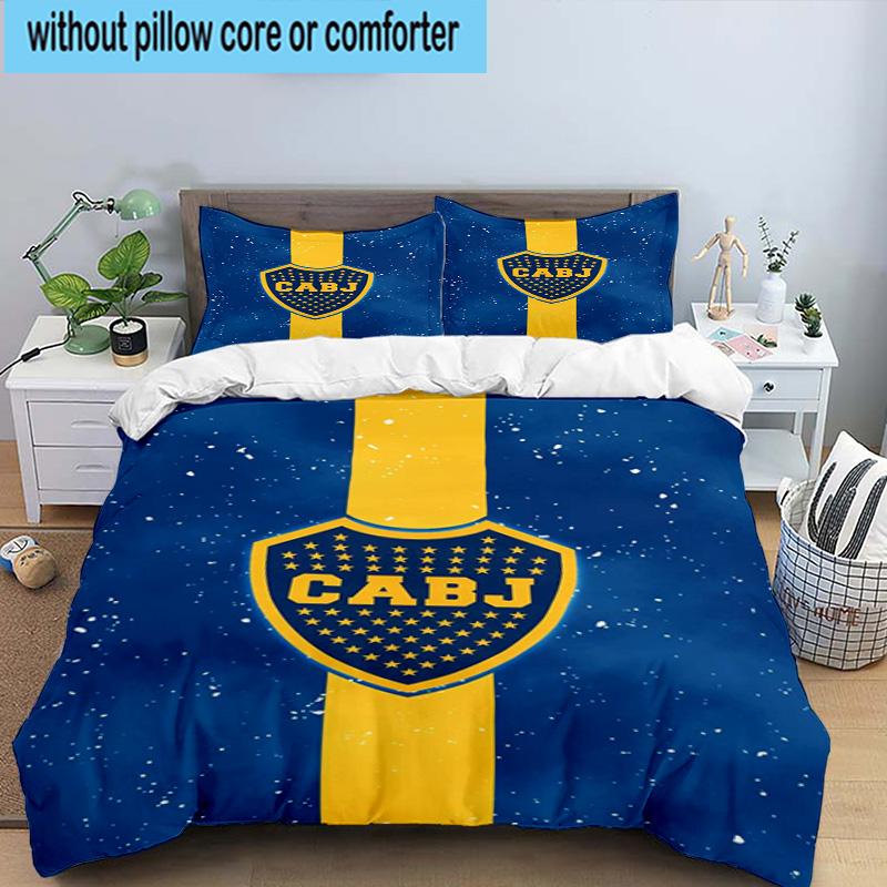 3pcs Boca Juniors Football Club Design Bedding Set Duvet Cover Closure Includes 1 Duvet Cover & 2 Pillowcases Bedding Sets Home Decor Gifts