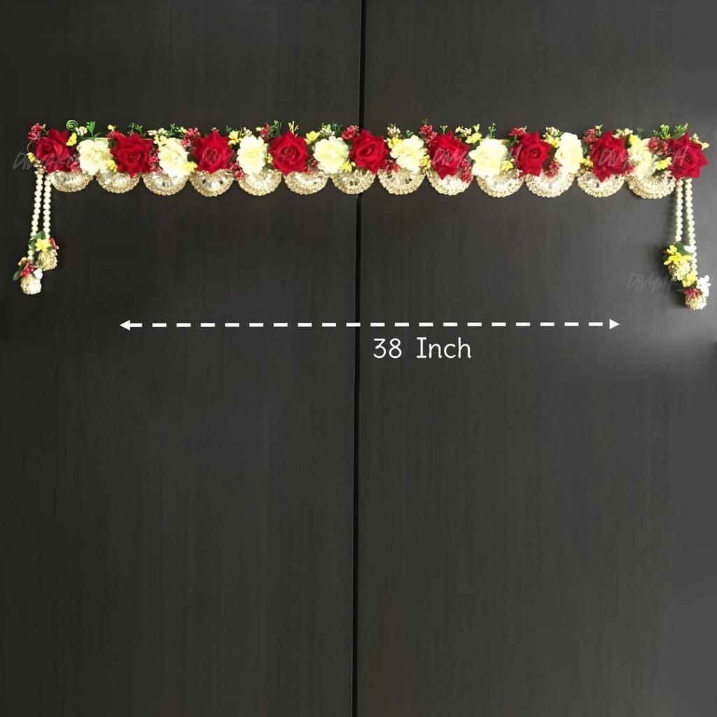 Handicraft Flowers Door Hanging Toran for Home Decoration, Thoranam/Thorans/Bandarwal for Main Entrance Door, Multicolour , Size - 38 Inch