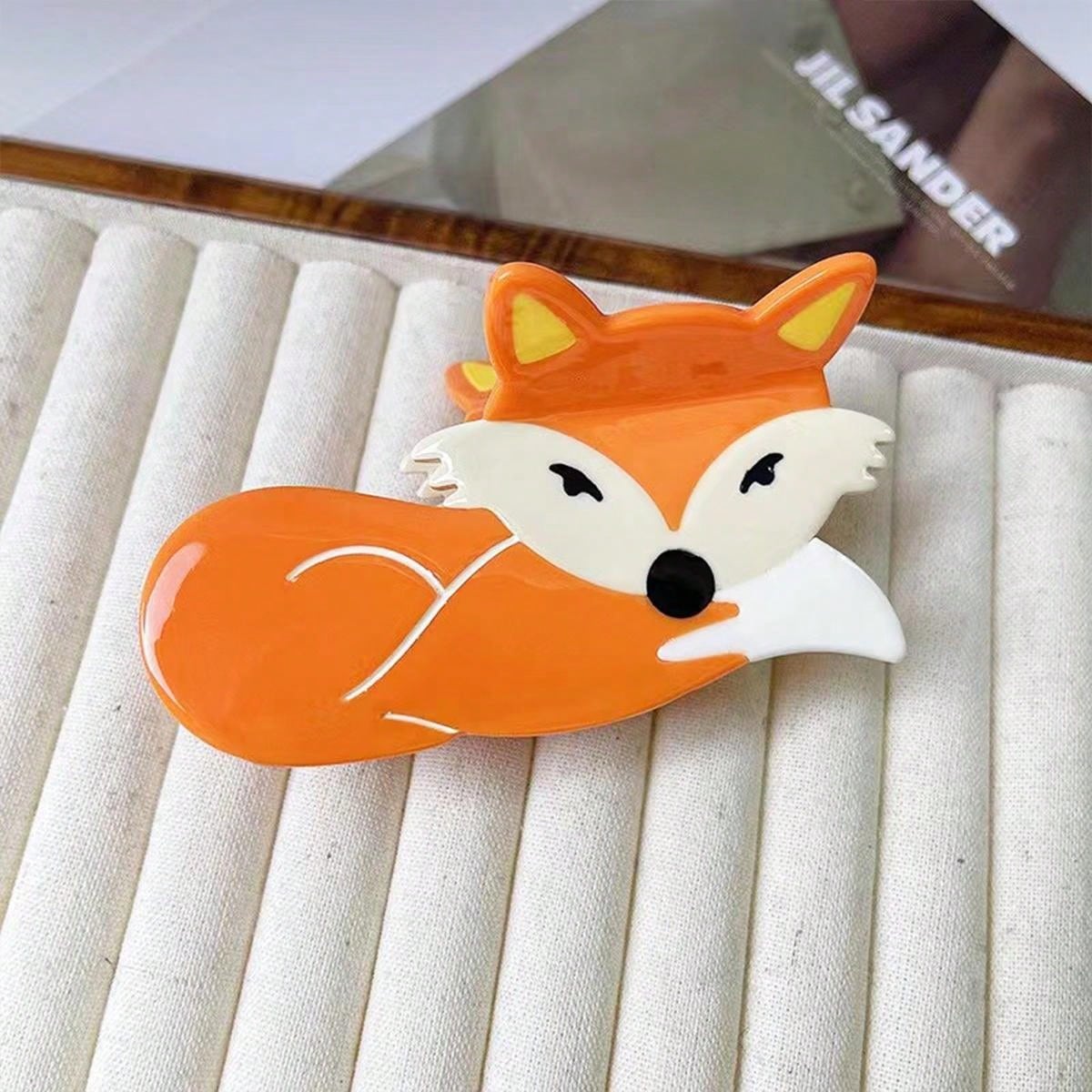 

1 заколка для волос с животным принтом: милый дизайн улитки и лисы, зажим для уксуса, милый мультяшный зажим-акула для волос с бабочкой