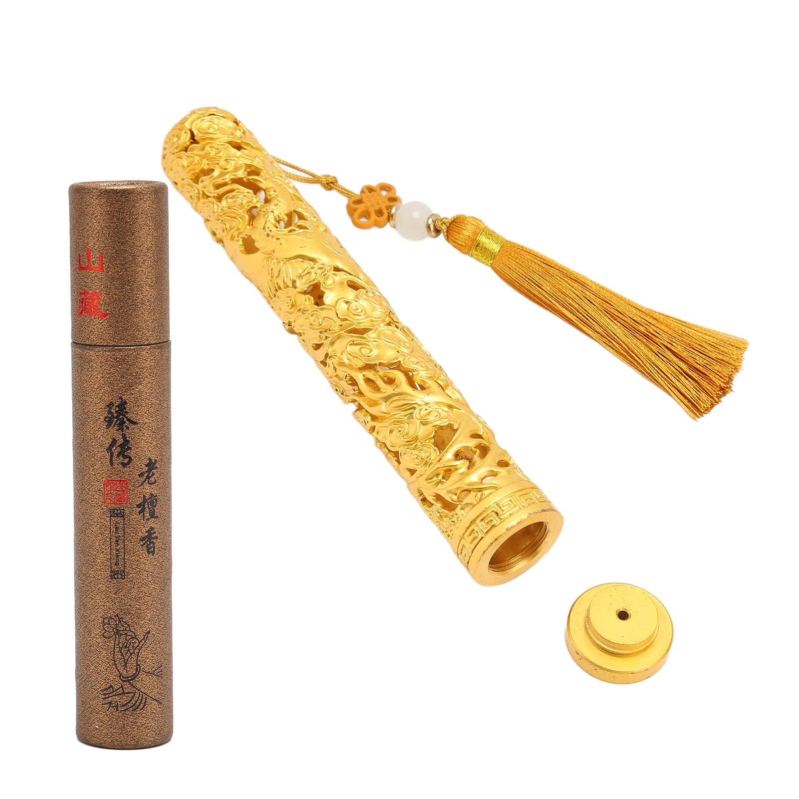Vertical Incense Burner Vintage Golden Hollow Sturdy Alloy Portable Vertical Incense Stick Holder Decoration