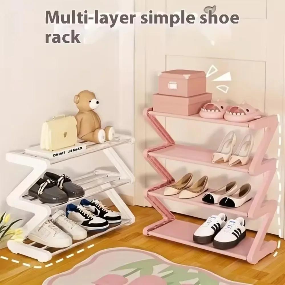 Creative Z-shaped Shoe Rack Simple Shoe Storage Device Multi-layer Assembly Shoe Rack Space Saving Shoe Cabinet Under The Table
