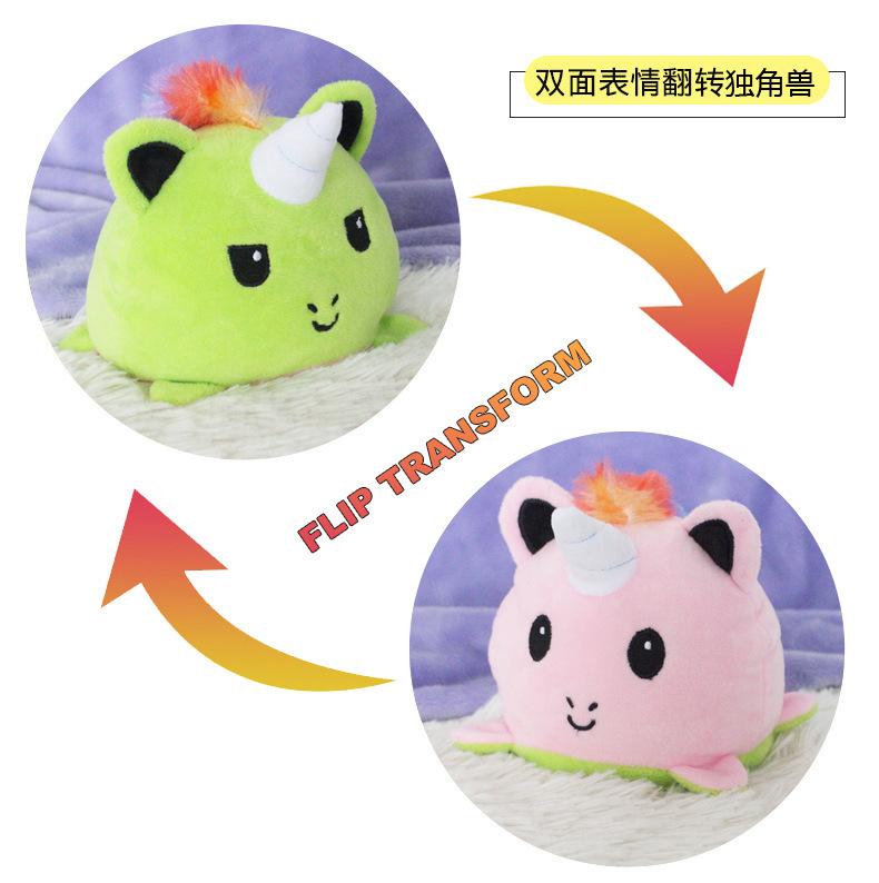 Cute Flip Unicorn Doll Plush Toy Double-Sided Flip Unicorn Doll Children'S Soothing Doll