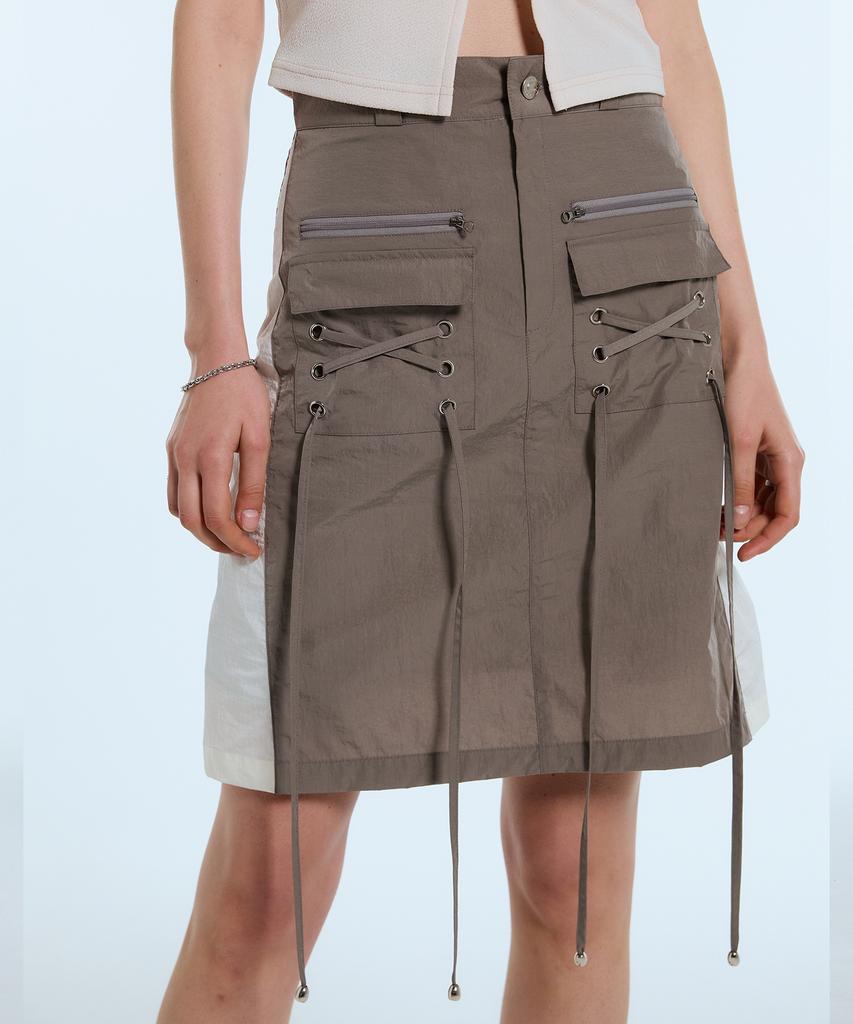 Latizen L11 Eyelet Nylon Skirt(Brown)