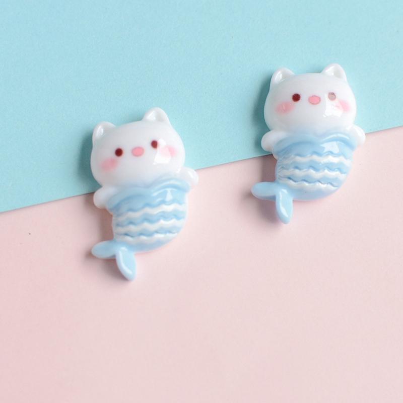 10Pcs New Mini Cute 20*20mm Cartoon Cat Series Flat Back Resin Scrapbooking DIY Jewelry Craft Decoration Accessorie