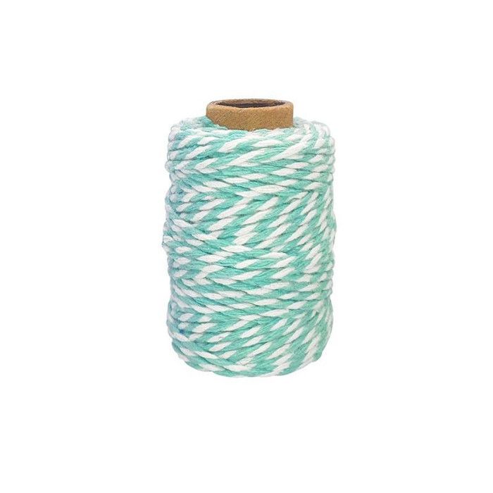 Ficelle - Coton - Turquoise/Blanc - 25m - Loisirs créatifs - Bijoux - CTOP