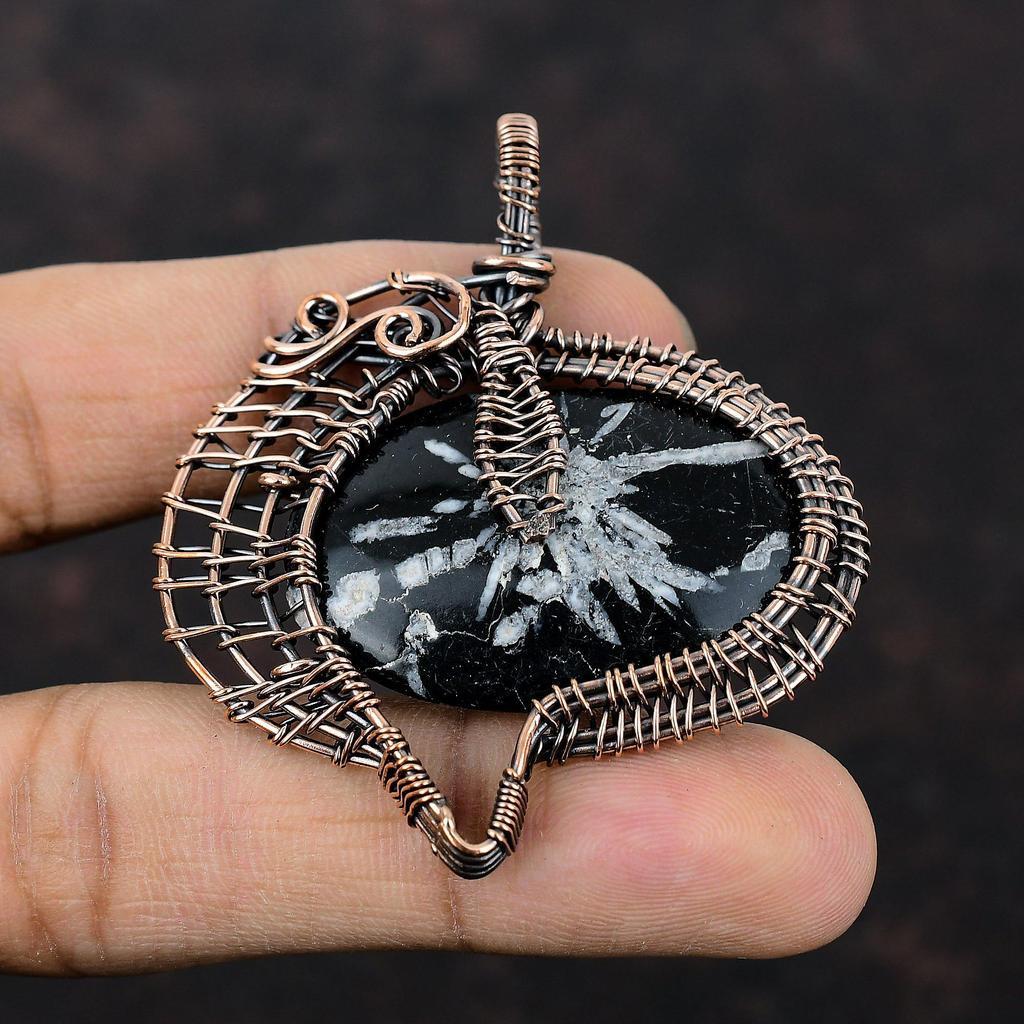 Chrysanthemum Pendant Gemstone Pendant Copper Wire Wrapped Pendant Chrysanthemum Jewelry Handmade Pendant Copper Wire Wrap Jewelry For Gift