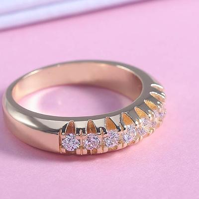 High Quality Office Lady Accessories Rings Golden Color Halo Micro Paved Casual Style Female Jewel With Size 6-10 2019