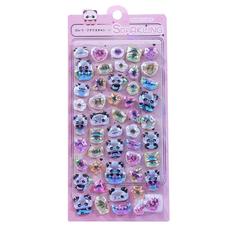 Cartoon 3D Relief Laser Stickers Fun Animals Rabbit Panda Stickers Children Diy Scrapbook Candy Drop Seal Stickers