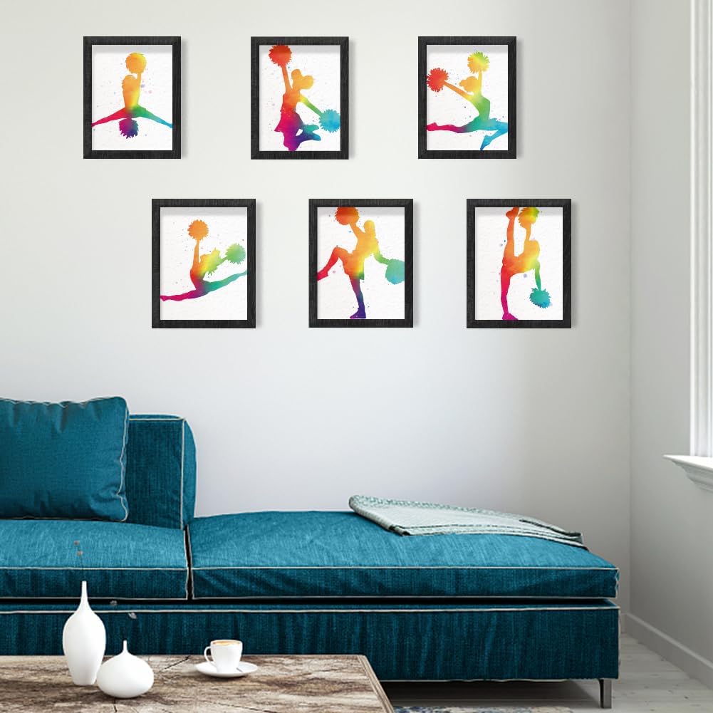 INFUNLY Set of 6 CheerLeader Abstract Wall Art Print UNFRAMED Girl Gymnastics Posters Print 8x10 Aesthetic Gradient Ink Canvas Painting for Team Gift
