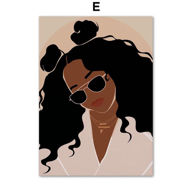 Abstract Black Fashion Girl Coffee Cosmos African Art Canvas Painting Nordic Posters And Prints Wall Pictures Living Room Decor No Frame