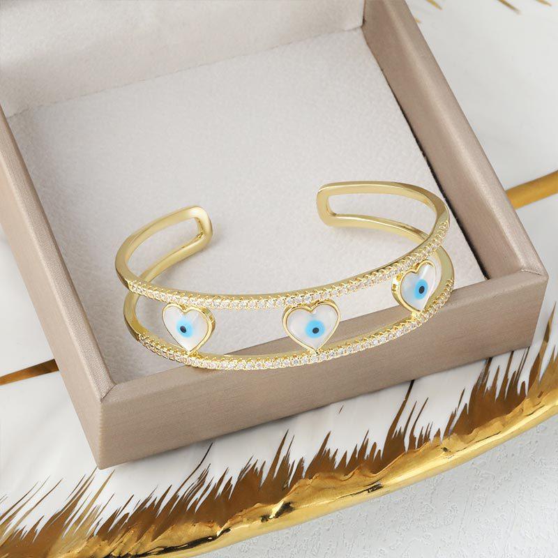 High-end Design Geometric Shape Devil s Eye Love Hollow Bracelet Versatile Fashion Bracelet One Size(18CM~21CM)