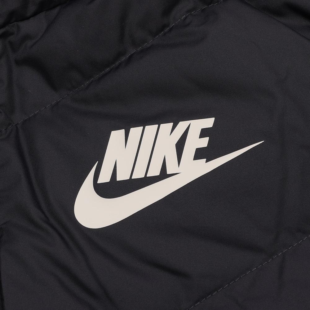 Nike Herren lange Daunenweste mit Kapuze Schwarz Weiß AA8854-081