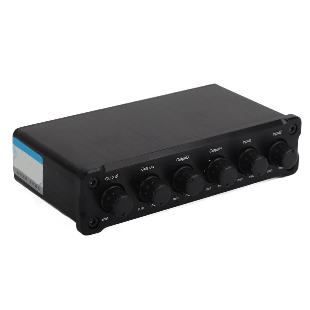 2 Eingang / 4 Ausgang Sound Mischverteiler Verlustfrei Lautstärke einstellbar 3,5mm Kopfhörerbuchse Soundsignal