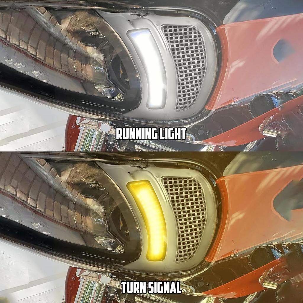 HDBUBALUS Motorcycle Headlight Vent Accent Turn Signal LED Indicator Side Lights For Harley Road Glide FLTRX 2015-2023 (Color: All Chrome)