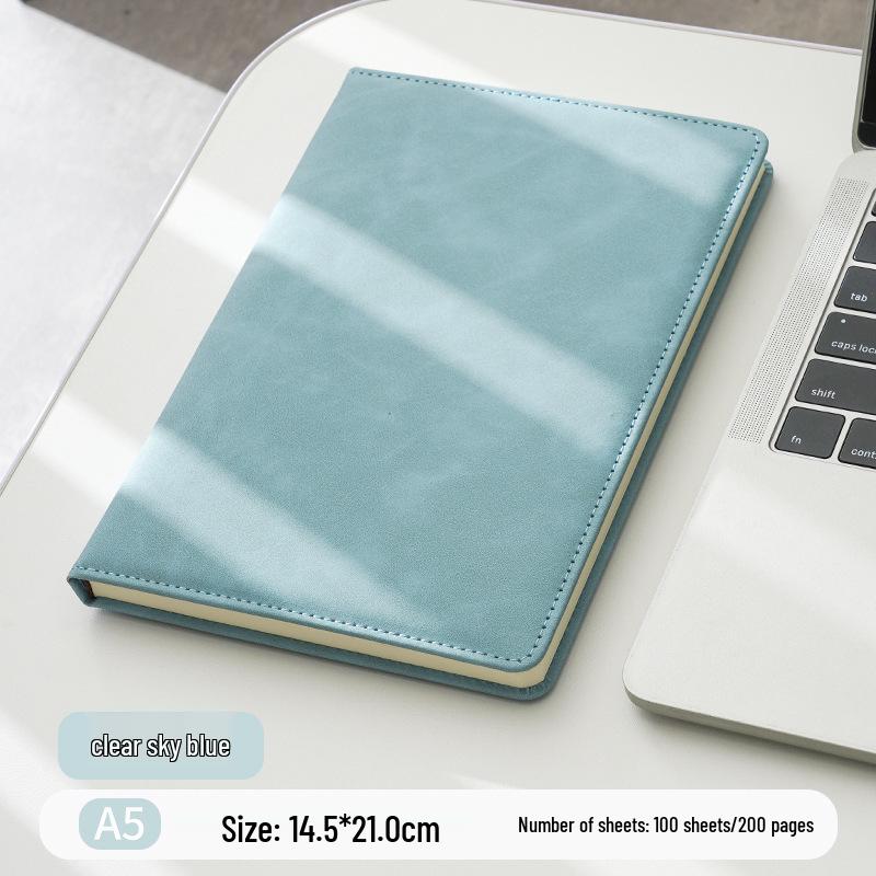 A5 Thick Suede Leather Business Notepad - PU Logo Stationery Meeting Diary