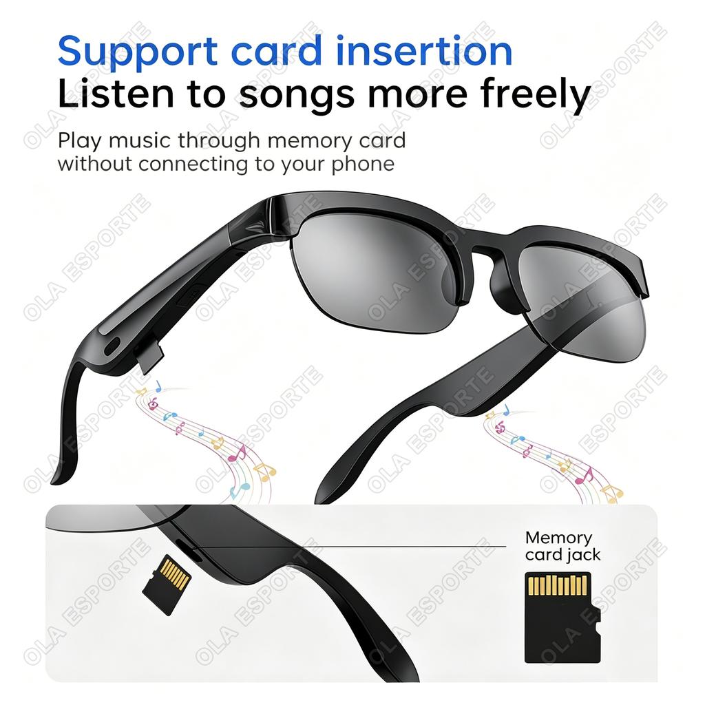 Sunscreen Smart Glasses AI Translation TF Card Bluetooth Conversation Recording Listening Music Smart Sunglasses Men Women HT30