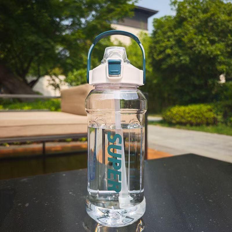 Large Capacity Portable Sports Water Bottle with Straw