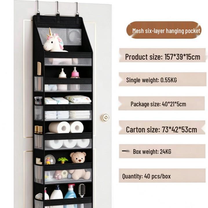 6-Layer Foldable Non-Woven Fabric Hanging Storage Bag for Dormitory and Door