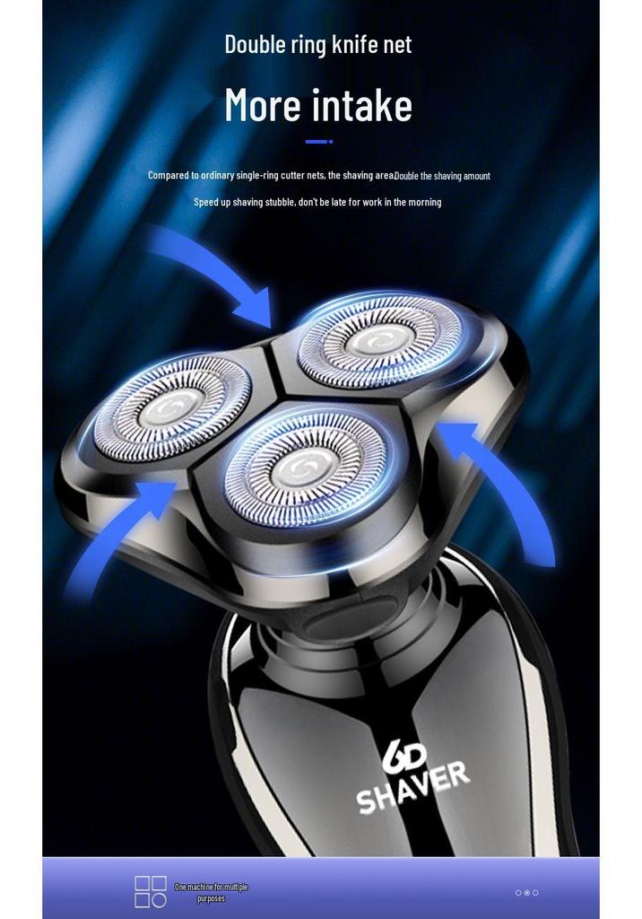 Shuangke 1168 Elektrorasierer: LCD-Display, Wasserdicht, 3-in-1 für Rasur, Haarschnitte und Nasenhaarentfernung.