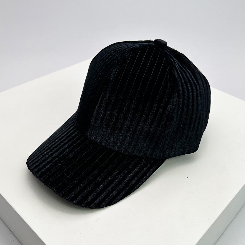 Nouveaux Casquettes de Baseball à Rayures Verticales Automne Hiver Chauds Hommes Femmes Polyvalentes Protection Solaire Mode Extérieur Snapback Casquettes Décontractées 52-60cm black