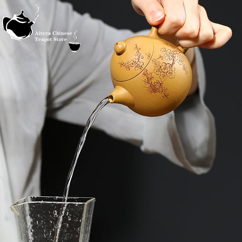 Čínská čajová konvice Yixing Purple Clay Pot Pure Handmade Original Gold Dragon Egg Pot Kung Fu Čajová sada Konvička malá kapacita 250ml
