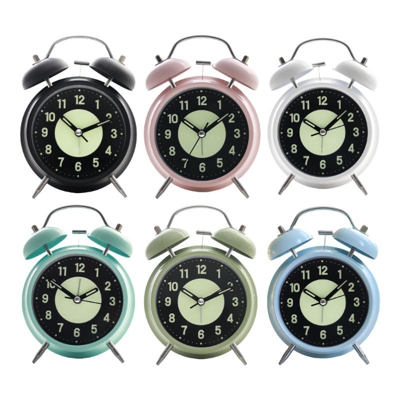 

Nonticking Bells Alarm Clock with Loud Alarm and Nightlight Effective Wake Up Dropshipping розовый