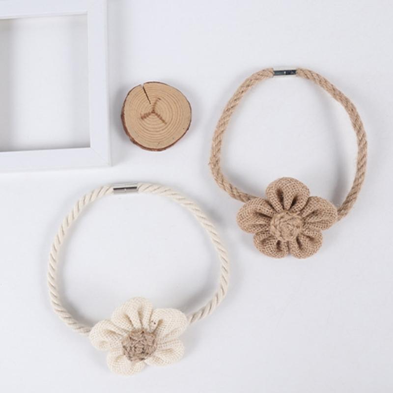 2 szt. Magnetyczne podwiązki do zasłon Ręcznie tkane kwiatowe klipsy do zasłon Boho sznurkowe podwiązki do zasłon Dekoracje domu