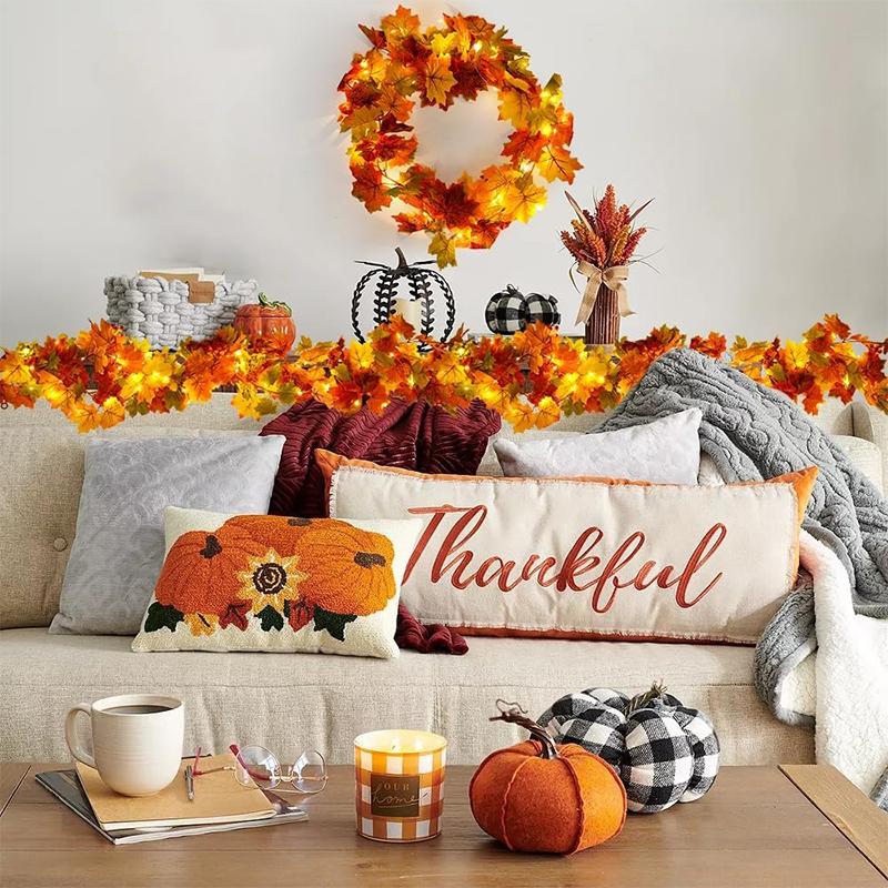 200CM Herbst Künstlicher Ahornblattkranz Gefälschte Blattpflanze Ranke Heimdeko Garten Halloween Wand Außen Türen Fenster Dekoration