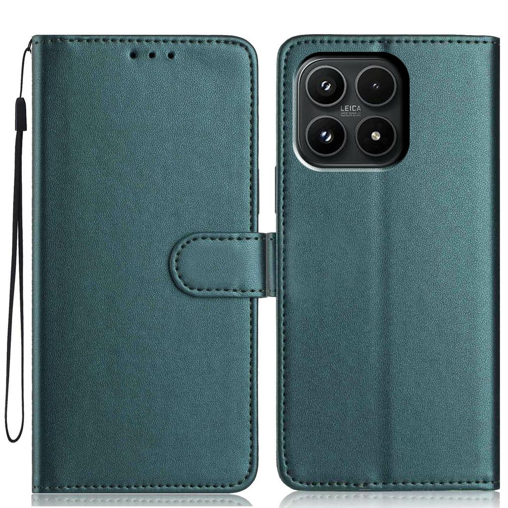 For Xiaomi 17 Wallet Case with Strap/Multiple Card Slots Solid Color Leather Stand Phone Cover