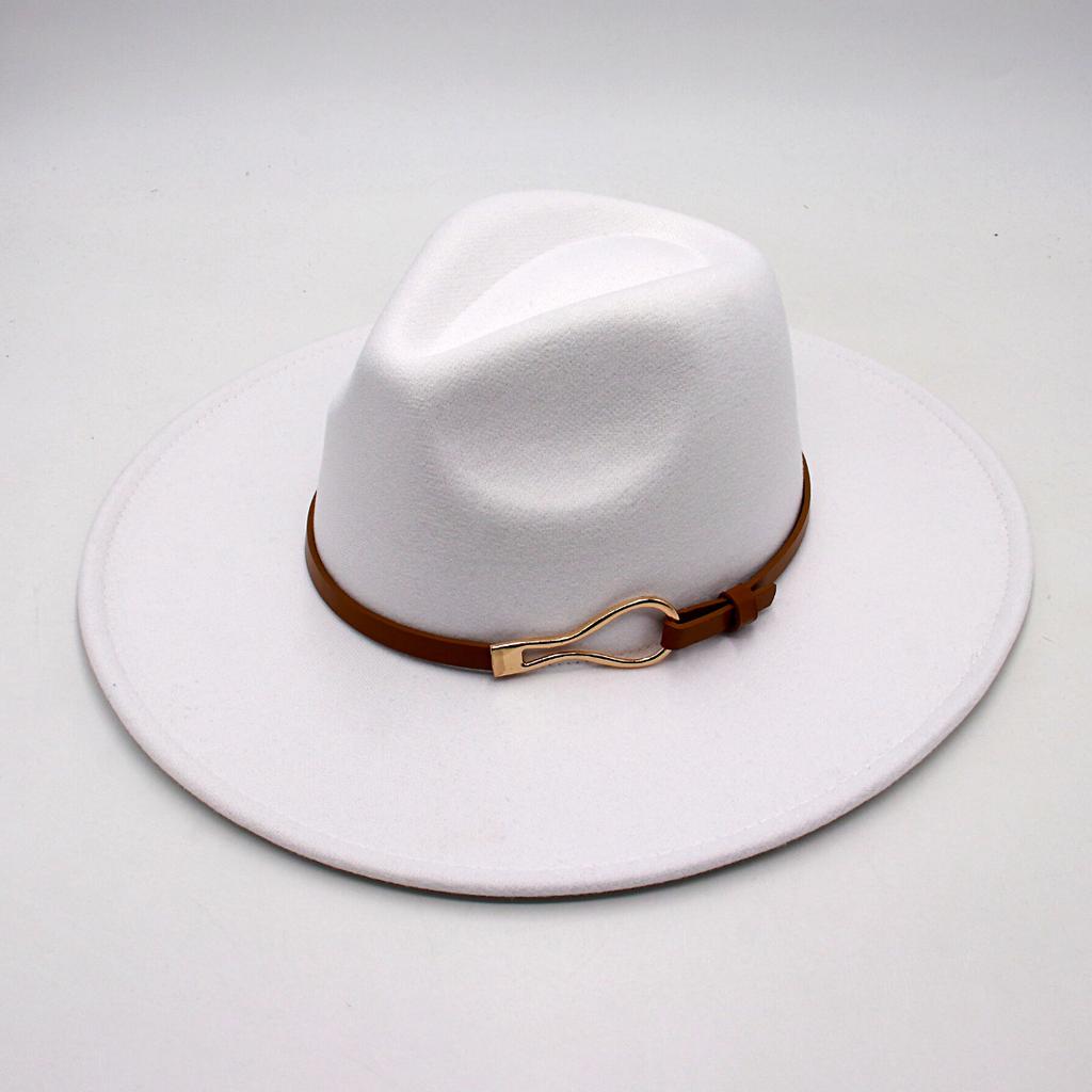 .Cm top hat foreign style jazz hat retro felt hat temperament British style belt buckle woolen hat