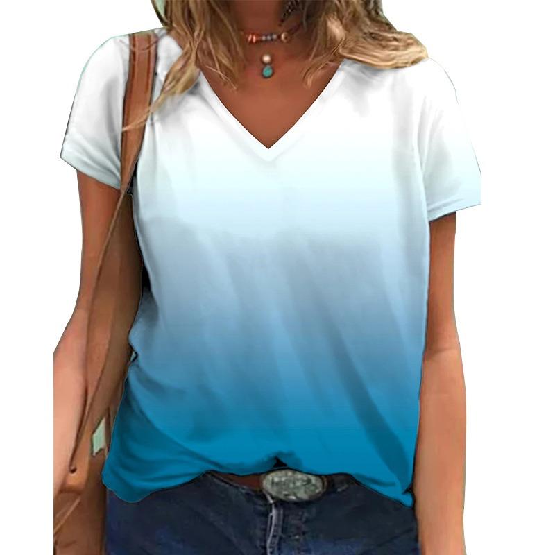 IHUASU Women s Fashion Casual Short Sleeve V-Neck Blouses & Shirts S