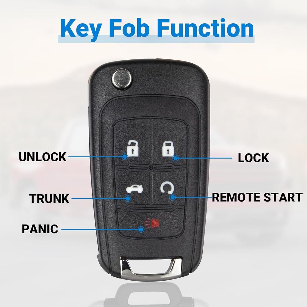 Car Key Fob Keyless Entry Remote Compatible with 2010- Chevy Cruze/Camaro/Impala/Equinox/GMC Terrain/Buick Lacrosse 5 Buttons Key for OHT01060512 (1