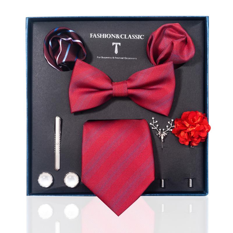 Luxury Groom Tie, Pocket Square & Boutonniere Gift Set for Weddings
