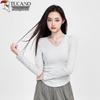 Woodpecker Women's V-Neck Slim-Fit Long Sleeve T-Shirt