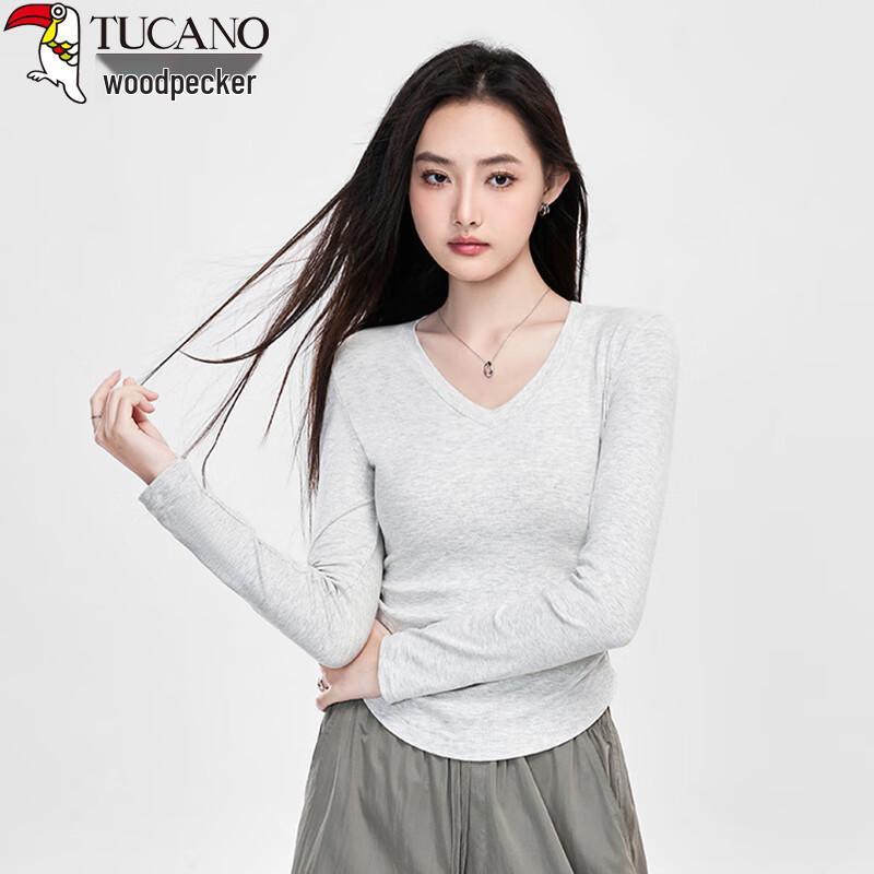Woodpecker Women's V-Neck Slim-Fit Long Sleeve T-Shirt