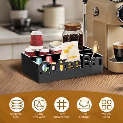 Organizador de Barra de Café de Madera Maciza Multiusos Portavasos de Cápsulas de Café Cesta Organizadora de Almacenamiento de Condimentos Fácil de Usar para Uso Doméstico