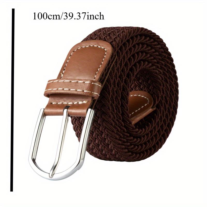 Unisex Casual Knitted Pin Buckle Jeans Belt Woven Canvas Elastic Expandable Stretch Belts for Women Men Girdle