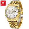 Fashion Quartz Watch Gift Stainless Steel Watchband Round-dial Wristwatch Calendar Luminous Small Second