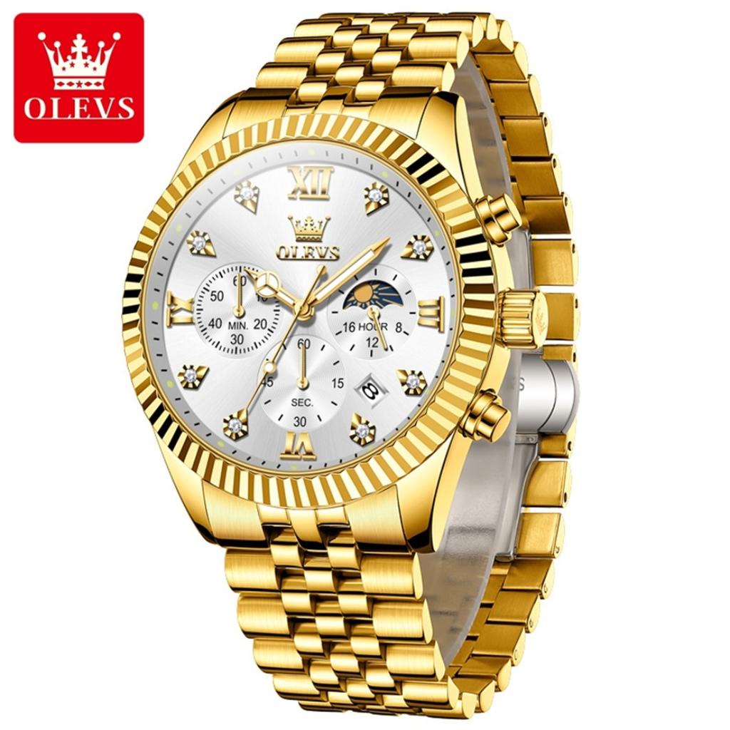 Fashion Quartz Watch Gift Stainless Steel Watchband Round-dial Wristwatch Calendar Luminous Small Second